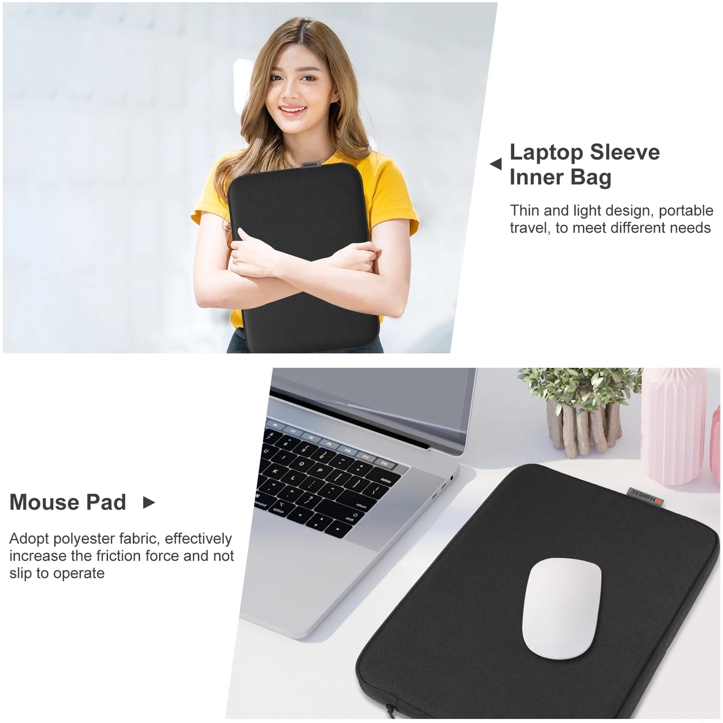 Padded Laptop Sleeve with Soft Lining and Zipper – 11, 13, 15 and 16 Inch